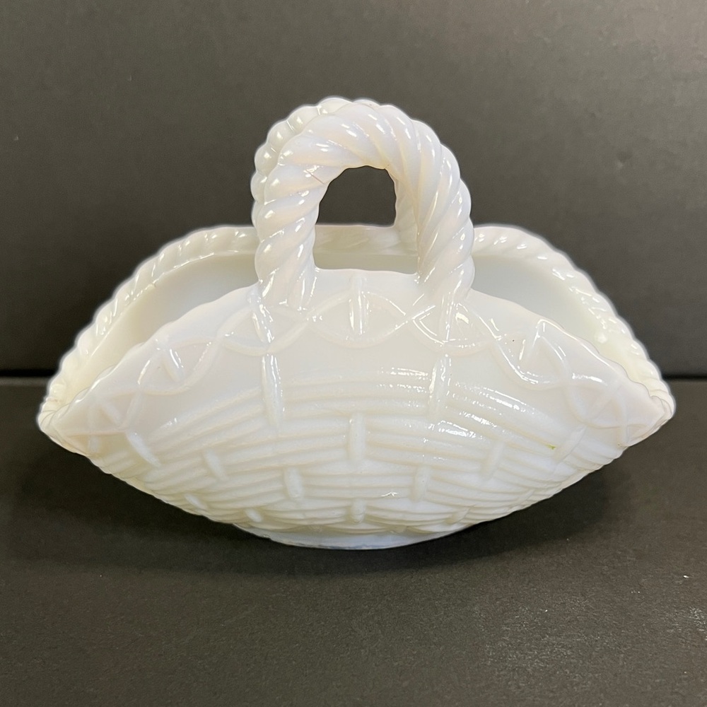 Vintage Vallerysthal Milk Glass Mini Basket